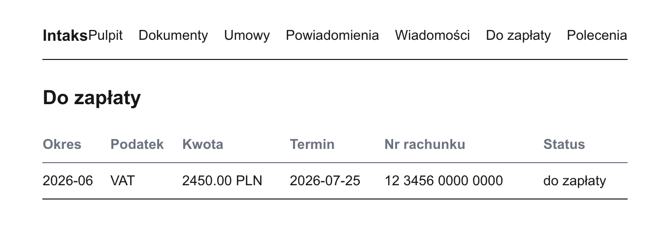 Przypomnienie o terminie i kwocie podatku w portalu klienta